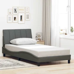 Vidaxl Posteljni okvir brez vzmetnice temno siv 100x200 cm blago