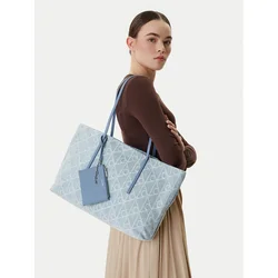 Calvin Klein Ročna torba Emblem Aop Denim Tote W/ Pouch LV04F3428G Modra