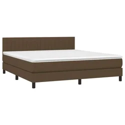 Vidaxl Box spring postelja z vzmetnico temno rjava 160x200 cm blago