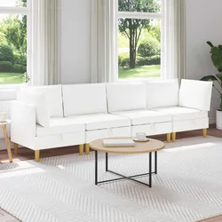 Modularni set sofe sa skladištem 4 pcs Bijela Tkanina