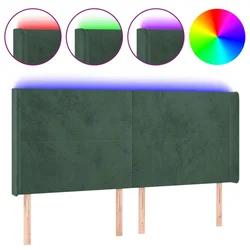 Vidaxl LED posteljno vzglavje temno zeleno 183x16x118/128 cm žamet