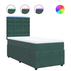 Vidaxl Box spring postelja z vzmetnico temno zelena 90x200 cm žamet