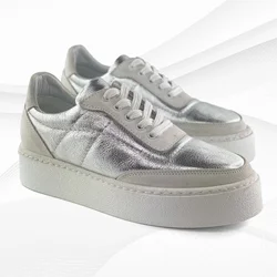 Mona Shoes Ženske patike, Kožne, Srebrne boje