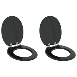 vidaXL Pokrivalo za stranišče 2 pcs Črna 44 x 38 cm MDF plošča