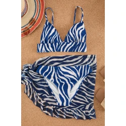 Trendyol Blue-Multi Colorful Geometric Diver/Scuba Strappy Bikini Above