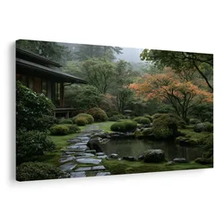 Slika japonski vrt v megli - 30x20