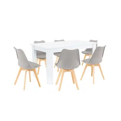 Jedilni set Zara 6+1 sivo-bele barve