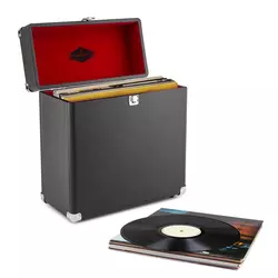Auna TTS6, crni, kofer za ploče, koža, nostalgija, 30 LP ploča