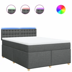 Vidaxl Box spring postelja z vzmetnico temno siva 160x200 cm blago