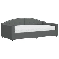 Vidaxl Dnevna postelja z vzmetnico temno siva 90x190 cm blago
