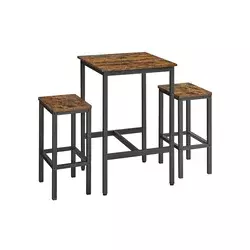 Songmics Set barske mize z 2 stoli 60x60x90 cm rjava