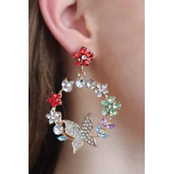 Elegantni uhani z okrasnimi diamanti, ART384, večbarvni