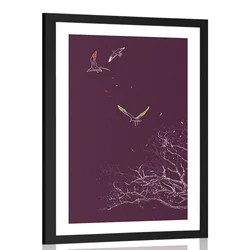 Plakat s paspartujem letajoče ptice - 30x45 white