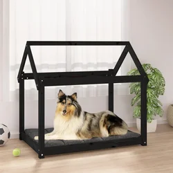 Krevet za pse crni 101x70x90 cm od masivne borovine