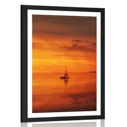 Plakat s paspartujem samotna barčica na širnem morju - 40x60 no frame