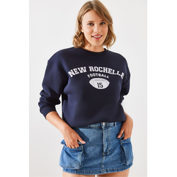 Bianco Lucci Womens Triple Thread Raised Rochelle Text Printed Sweatshirt MBHS001