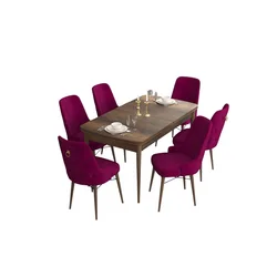 Hanah Home Set Trpezarijski sto i 6 stolica Are, Bordo-braon