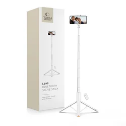 Tech-protect L09S Bluetooth selfie stick s stojalom, bela