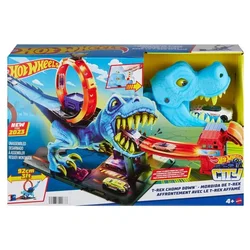 Northix Igralni komplet T-Rex Chomp Down z avtomobilčki Hot Wheels in stezo