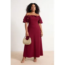 Trendyol Curve Ženska haljina Tbbss26Ah00005, Bordo