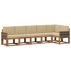 Set vanjskih sofa s jastukom 6 pcs Prirodna i bež Poliester
