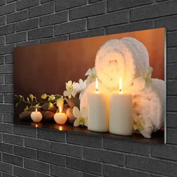 tulup.si Slika na steklu Sveče bath art 120x60 cm 2 obešalnika