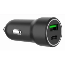 Gembird ta-uc-a2pdqc20-car-01 2-port usb car fast charger, type-c pd, 20 w, black