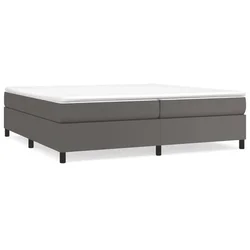 Vidaxl Box spring postelja z vzmetnico siva 200x200 cm umetno usnje