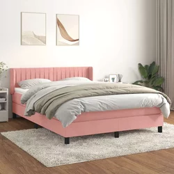 Vidaxl Box spring postelja z vzmetnico roza 140x190 cm žamet