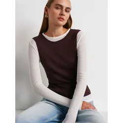 Dilvin Bluza rjava/bela