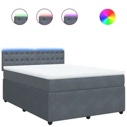 Vidaxl Box spring postelja z vzmetnico temno siva 140x200 cm žamet