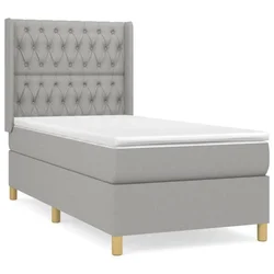 Vidaxl Box spring postelja z vzmetnico svetlo siv 100x200 cm blago