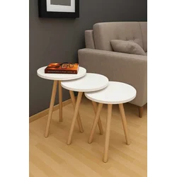 Hanah Home Set uklopivih stočića, 3 komada, Beli