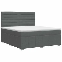vidaXL Postelja boxspring z vzmetnico Temno siva 140 x 200 cm Blago