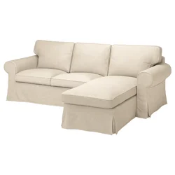 EKTORP Sofa trosed s lenjivcem, Kilanda svetlobež