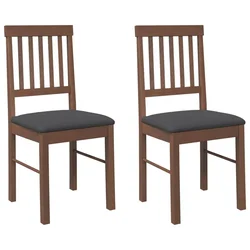 Vidaxl Jedilni stoli z blazinami 2 kosa Brown Solid Wood Rubber