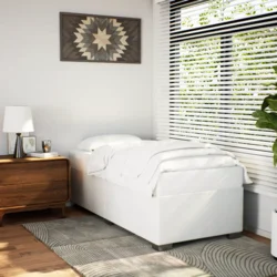 Posteljni okvir bel 90x200 cm blago