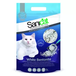SANICAT Posip za mačke WHITE BENTONITE, 5L