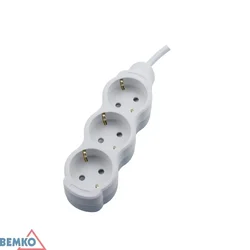Bemko podaljšek Schuko, 3 vtičnice, 3 m, 16 A, bel BM-B06-NB3GS3M