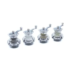 Set of 4 spice grinders with crank handle, 7 cm, acrylic, Boogie - M