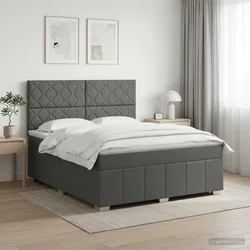 vidaXL Postelja boxspring z vzmetnico Temno siva 160 x 200 cm Blago