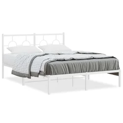 shumee vidaXL Kovinski posteljni okvir z vzglavjem bel 140x200 cm