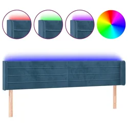 Vidaxl LED posteljno vzglavje temno modro 203x16x78/88 cm žamet