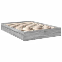 Vidaxl Posteljni okvir s predali siva sonoma 150x200 cm inženirski les
