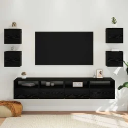 Ormar za TV montiran na zid 4 pcs Crni hrast 30,5 x 30 x 30 cm
