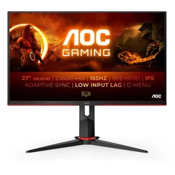 AOC  Q27G2S/EU Monitor 27, IPS, 2560x1440, 165Hz, 4ms MPRT, HDMIx2,DP, Gsync, Pivot, VESA, Crna