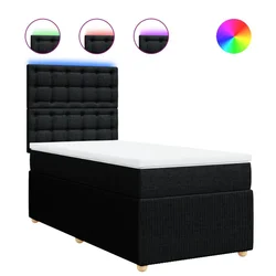 Vidaxl Box spring postelja z vzmetnico črna 90x200 cm blago