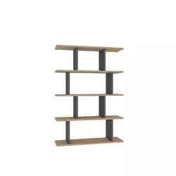 Hanah Home Harmon Oak Anthracite Polica za knjige 90x25x127.4cm, Bež siva