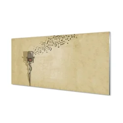 tulup.si Slika na steklu Mikrofon opombe 120x60 cm 2 obešalnika