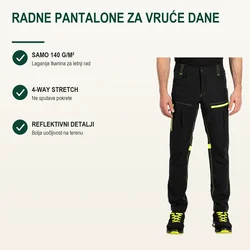 Tekton Pro Letnje radne pantalone Panther Pants S, Crne
